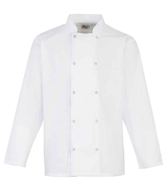 Premier Unisex Long Sleeve Stud Front Chef's Jacket - FRONT