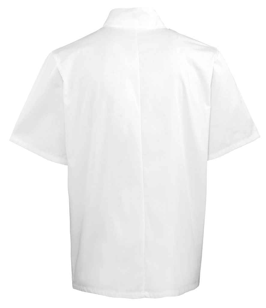 Premier Unisex Short Sleeve Stud Front Chef's Jacket - BACK