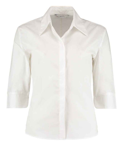 Kustom Kit Ladies 3/4 Sleeve Tailored Continental Shirt - FRONT