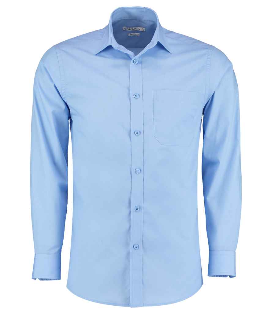 Kustom Kit Long Sleeve Tailored Poplin Shirt - FRONT