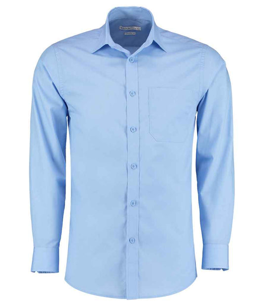 Kustom Kit Long Sleeve Tailored Poplin Shirt - FRONT