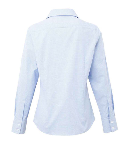Premier Ladies Gingham Long Sleeve Shirt - BACK