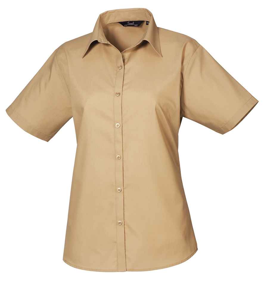 Premier Ladies Short Sleeve Poplin Blouse - FRONT
