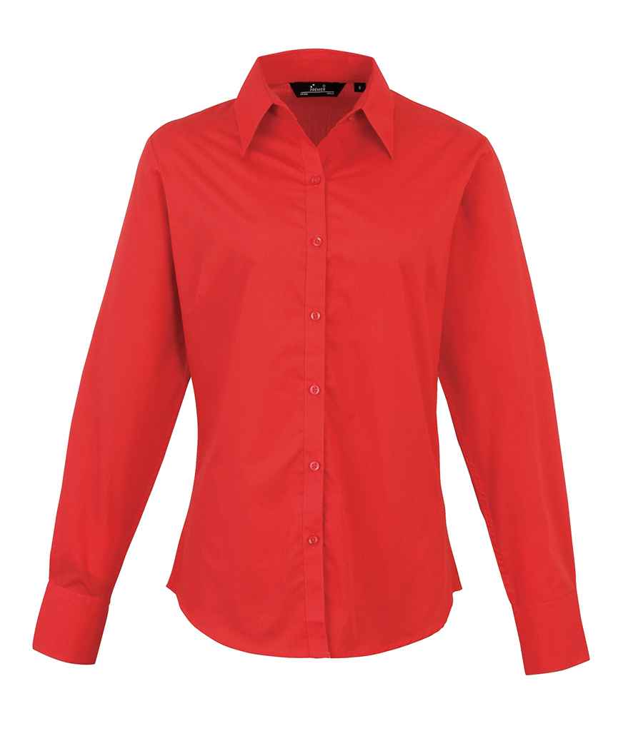 Premier Ladies Long Sleeve Poplin Blouse - FRONT