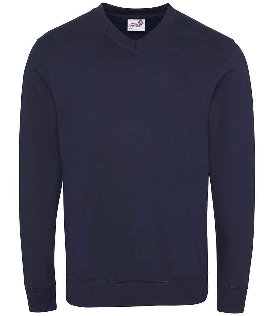 AWDis Academy Senior V Neck Sweatshirt - Navy (AC003) - front