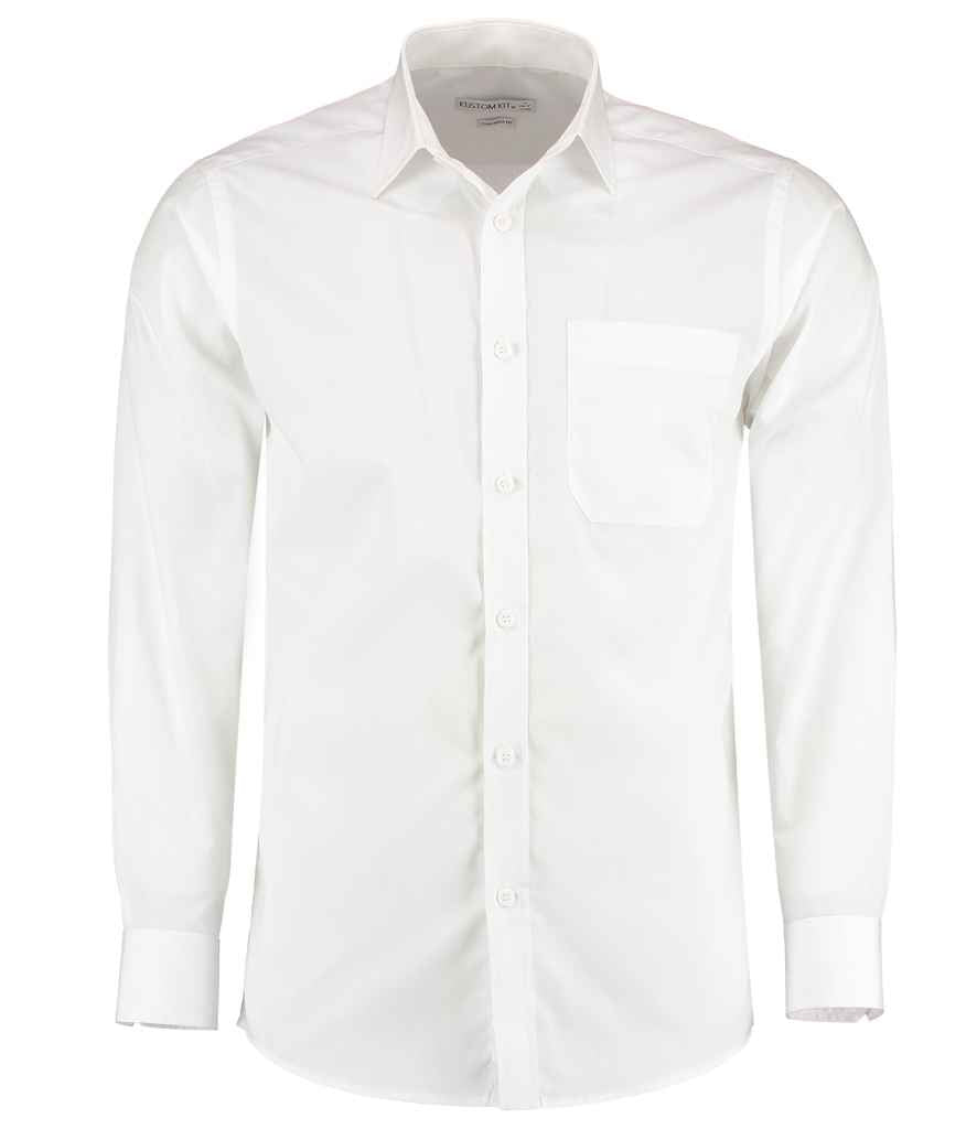 Kustom Kit Long Sleeve Tailored Poplin Shirt - FRONT