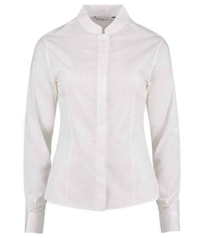 Kustom Kit Ladies Long Sleeve Tailored Mandarin Collar Shirt - FRONT