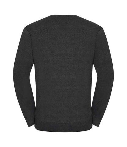 Russell Collection Cotton Acrylic V Neck Sweater - Charcoal Marl (710M)