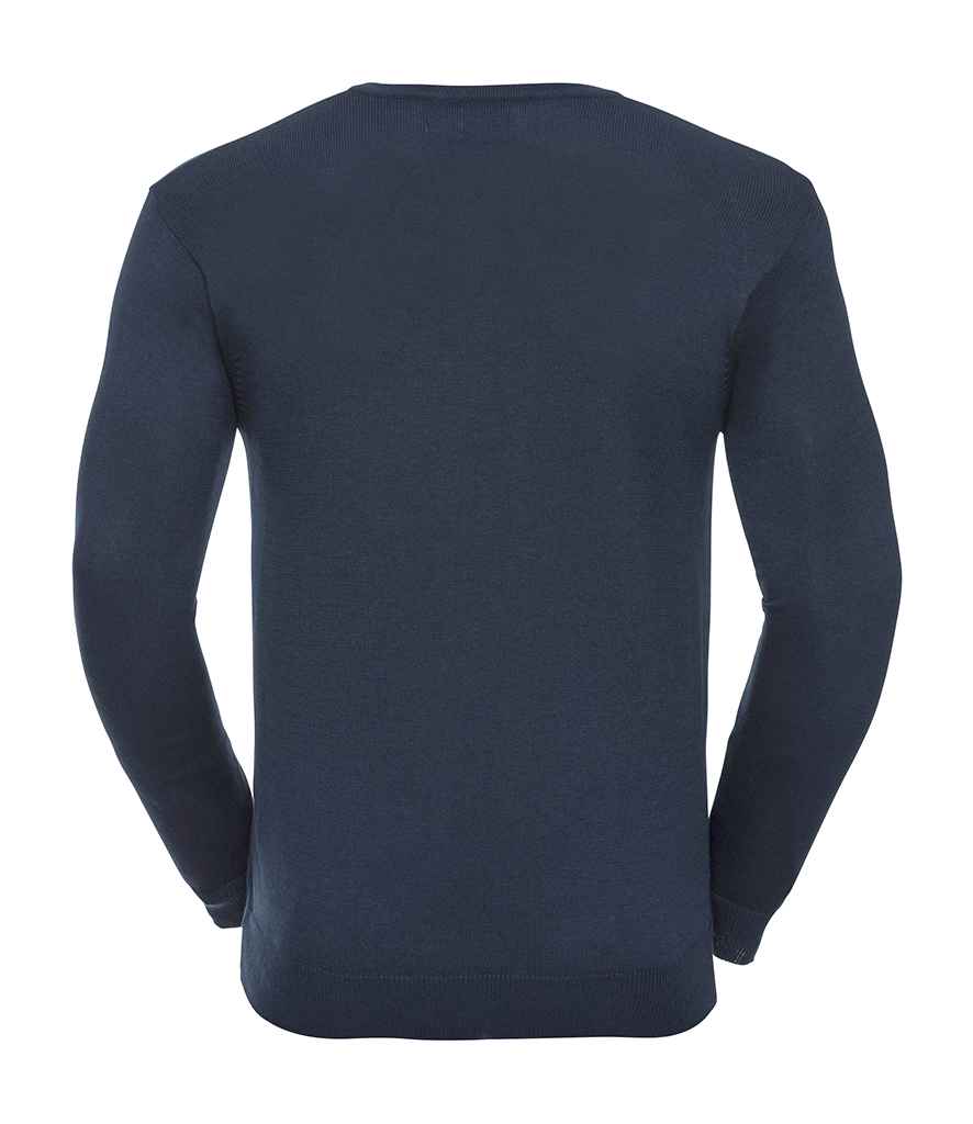 Russell Collection Cotton Acrylic V Neck Sweater - French Navy (710M)