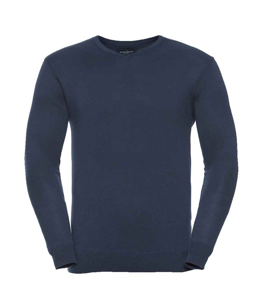 Russell Collection Cotton Acrylic V Neck Sweater - French Navy (710M)