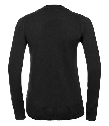 Russell Collection Ladies Cotton Acrylic V Neck Cardigan - Black (715F)