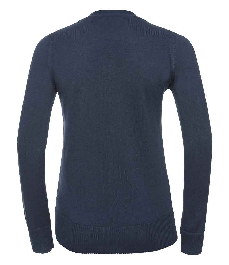 Russell Collection Ladies Cotton Acrylic V Neck Cardigan - French Navy (715F)