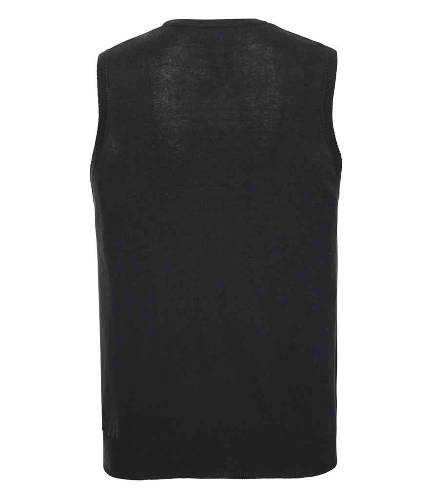 Russell Collection Sleeveless Cotton Acrylic V Neck Sweater - Black (716M)