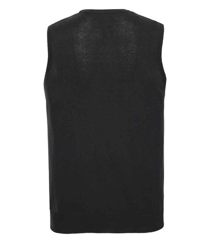 Russell Collection Sleeveless Cotton Acrylic V Neck Sweater - Black (716M)