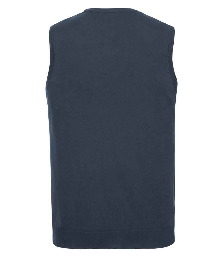 Russell Collection Sleeveless Cotton Acrylic V Neck Sweater - French Navy (716M)