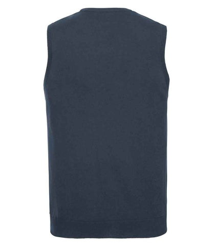Russell Collection Sleeveless Cotton Acrylic V Neck Sweater - French Navy (716M)