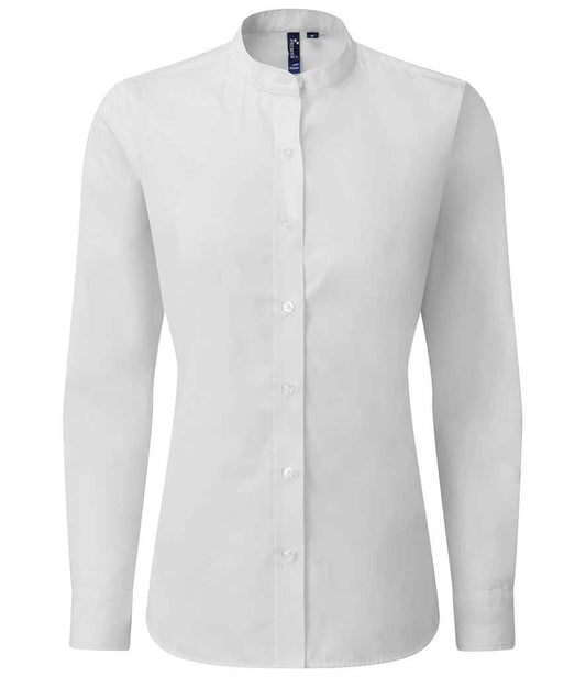 Premier Ladies Banded Collar Grandad Shirt - FRONT