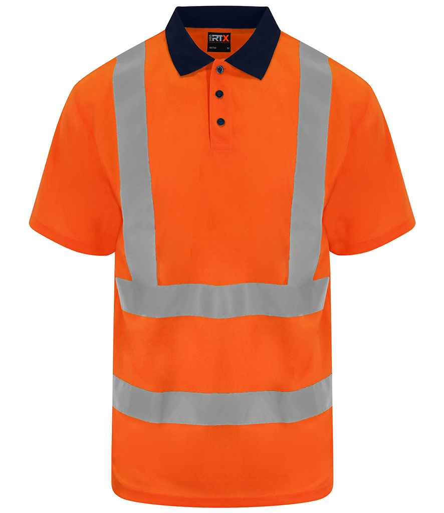 Pro RTX High Visibility Polo Shirt - Orange/Navy - front
