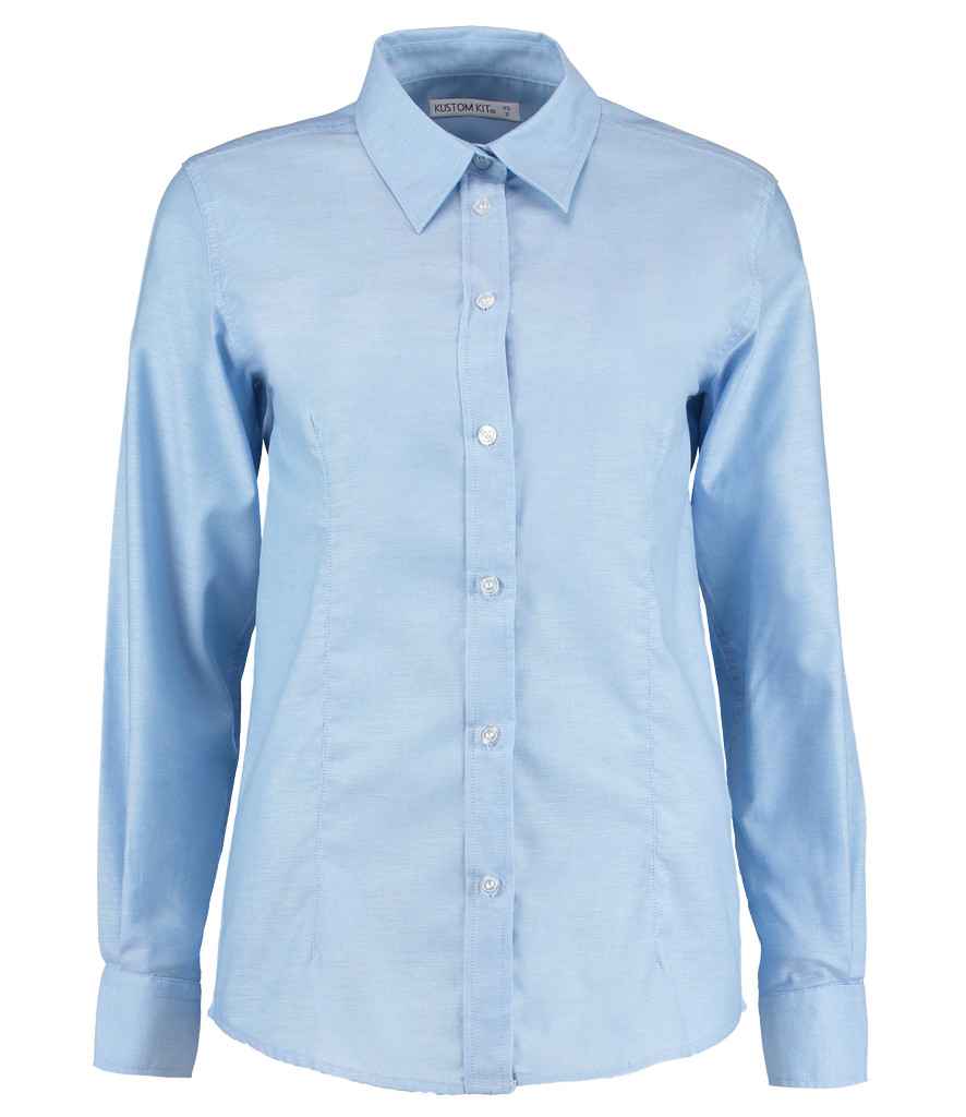 Kustom Kit Ladies Long Sleeve Tailored Workwear Oxford Shirt - FRONT