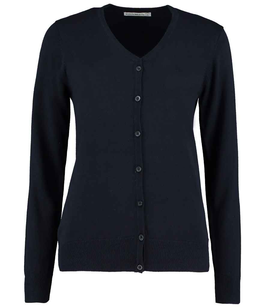 Kustom Kit Ladies Arundel Cotton Acrylic V Neck Cardigan - FRONT