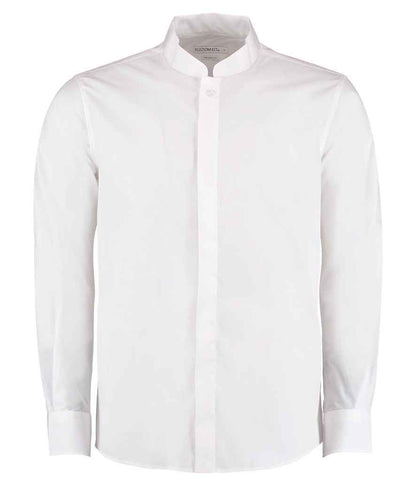 Kustom Kit Long Sleeve Tailored Mandarin Collar Shirt - FRONT