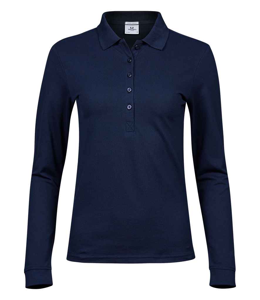 Tee Jays Ladies Luxury Stretch Long Sleeve Polo Shirt - FRONT