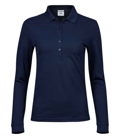 Tee Jays Ladies Luxury Stretch Long Sleeve Polo Shirt - FRONT