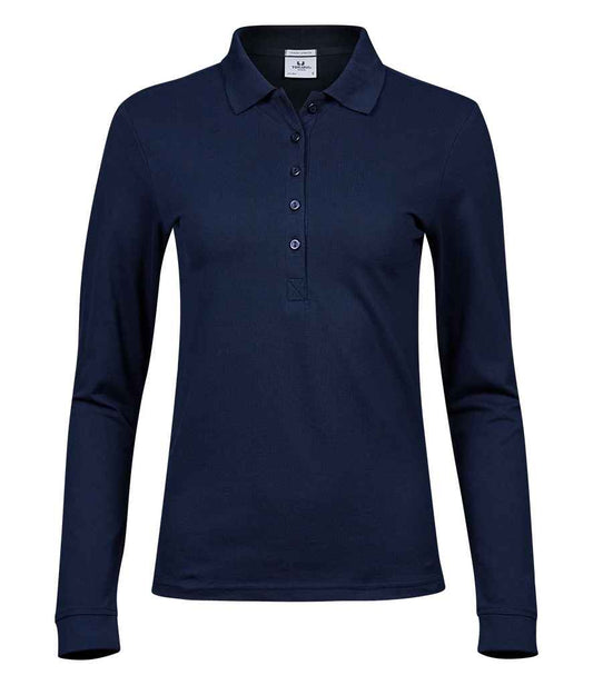 Tee Jays Ladies Luxury Stretch Long Sleeve Polo Shirt - FRONT