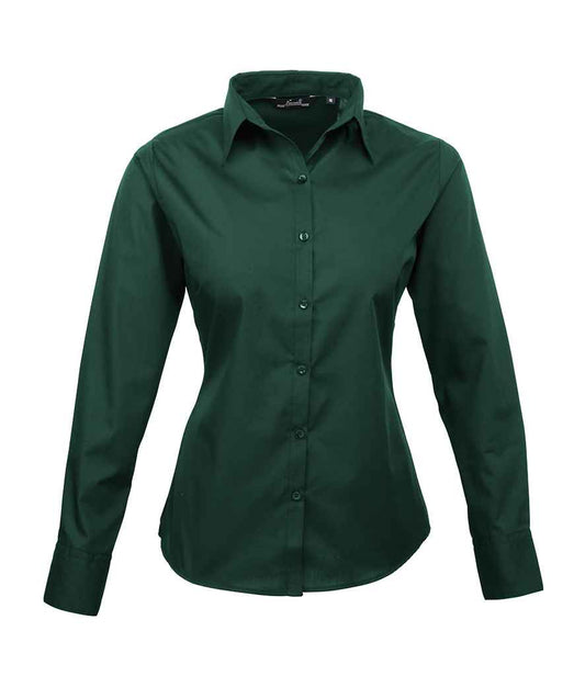 Premier Ladies Long Sleeve Poplin Blouse - FRONT