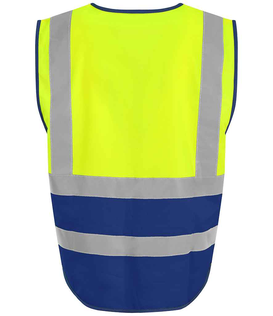Pro RTX High Visibility Executive Waistcoat - Yellow/Royal Blue - back