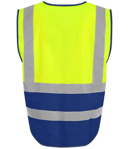 Pro RTX High Visibility Executive Waistcoat - Yellow/Royal Blue - back