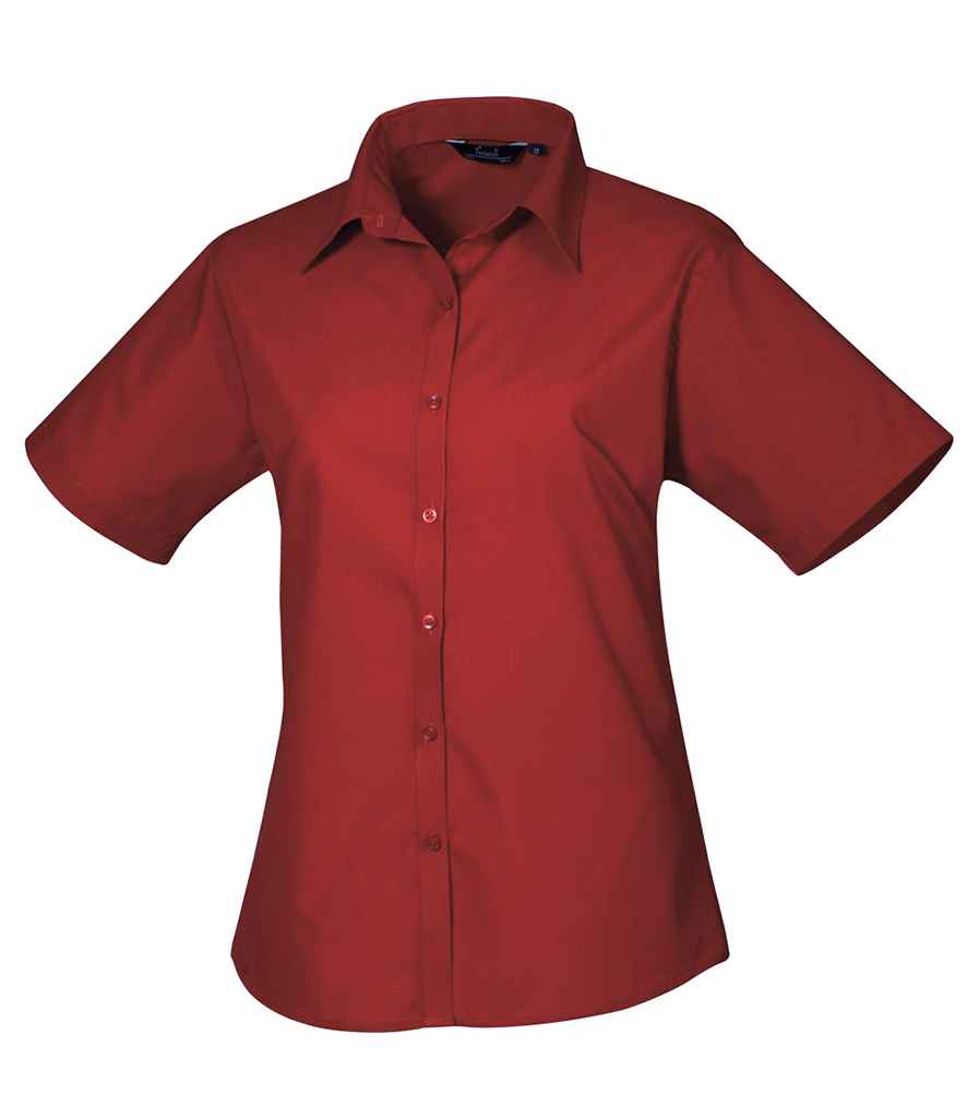Premier Ladies Short Sleeve Poplin Blouse - FRONT