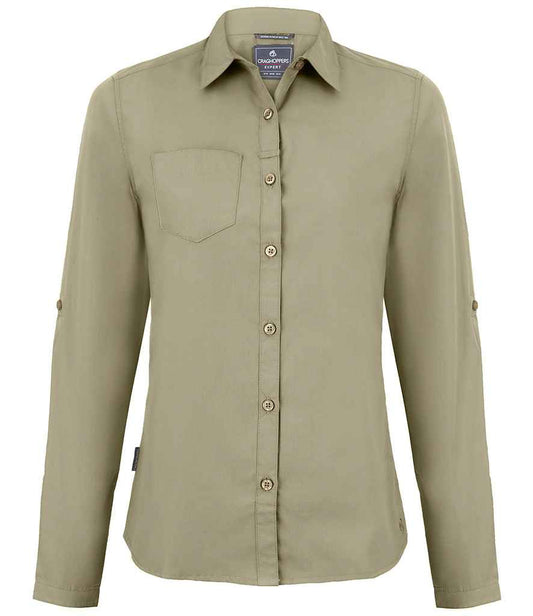 Craghoppers Expert Ladies Kiwi Long Sleeve Shirt - Pebble (CR541) - back