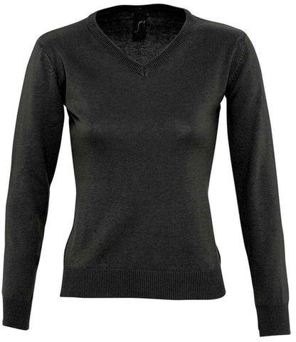 SOL'S SOL'S Ladies Galaxy Cotton Acrylic V Neck Sweater - Black (90010)
