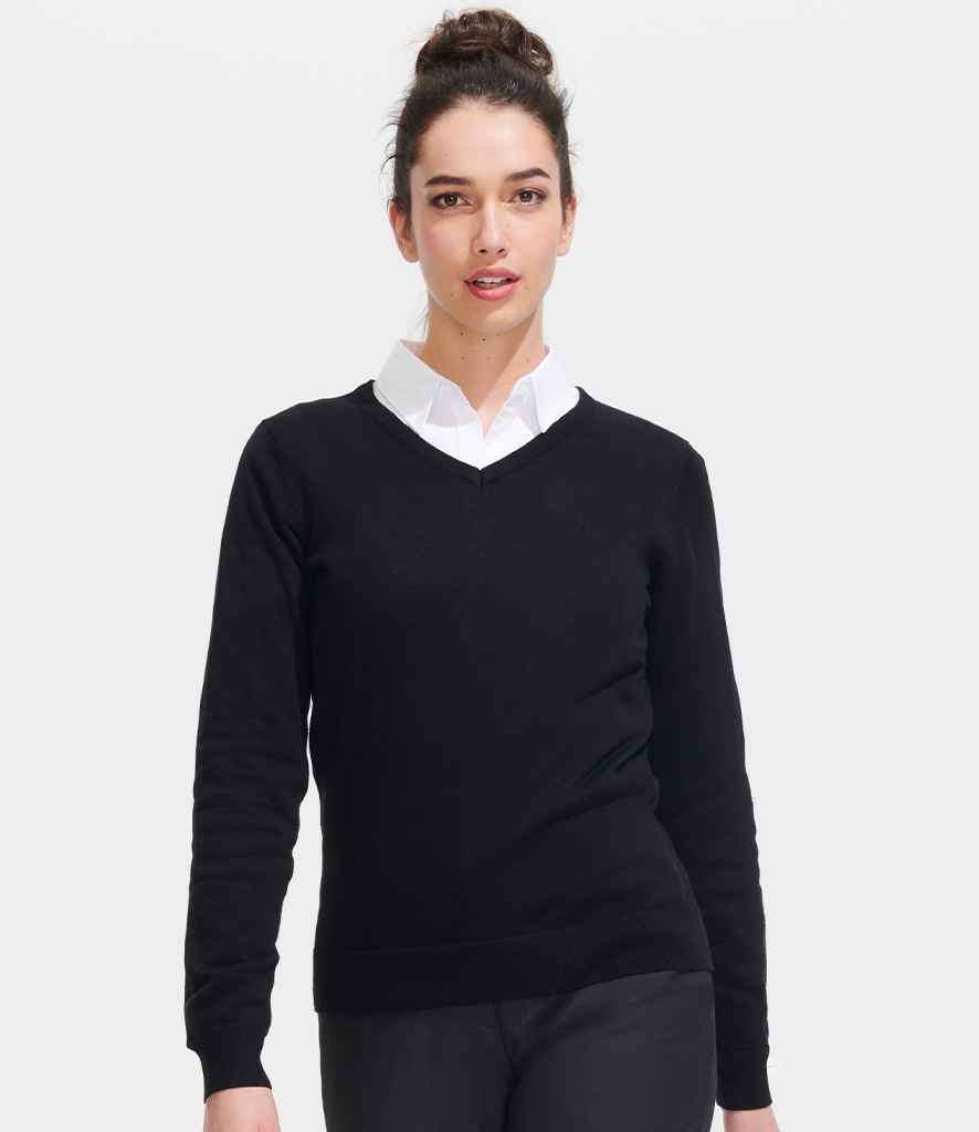 SOL'S SOL'S Ladies Galaxy Cotton Acrylic V Neck Sweater - Black (90010)