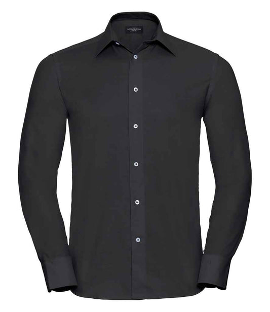 Russell Collection Long Sleeve Tailored Oxford Shirt - Black (922M)