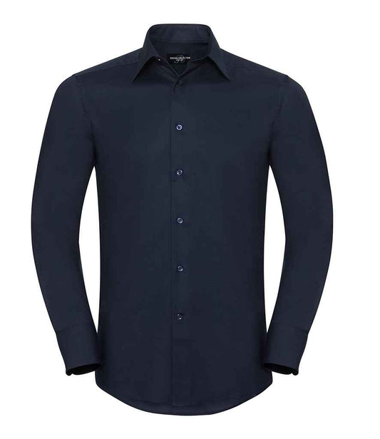 Russell Collection Long Sleeve Tailored Oxford Shirt - Bright Navy (922M)