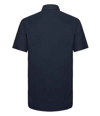 Russell Collection Short Sleeve Tailored Oxford Shirt - Bright Navy (923M)