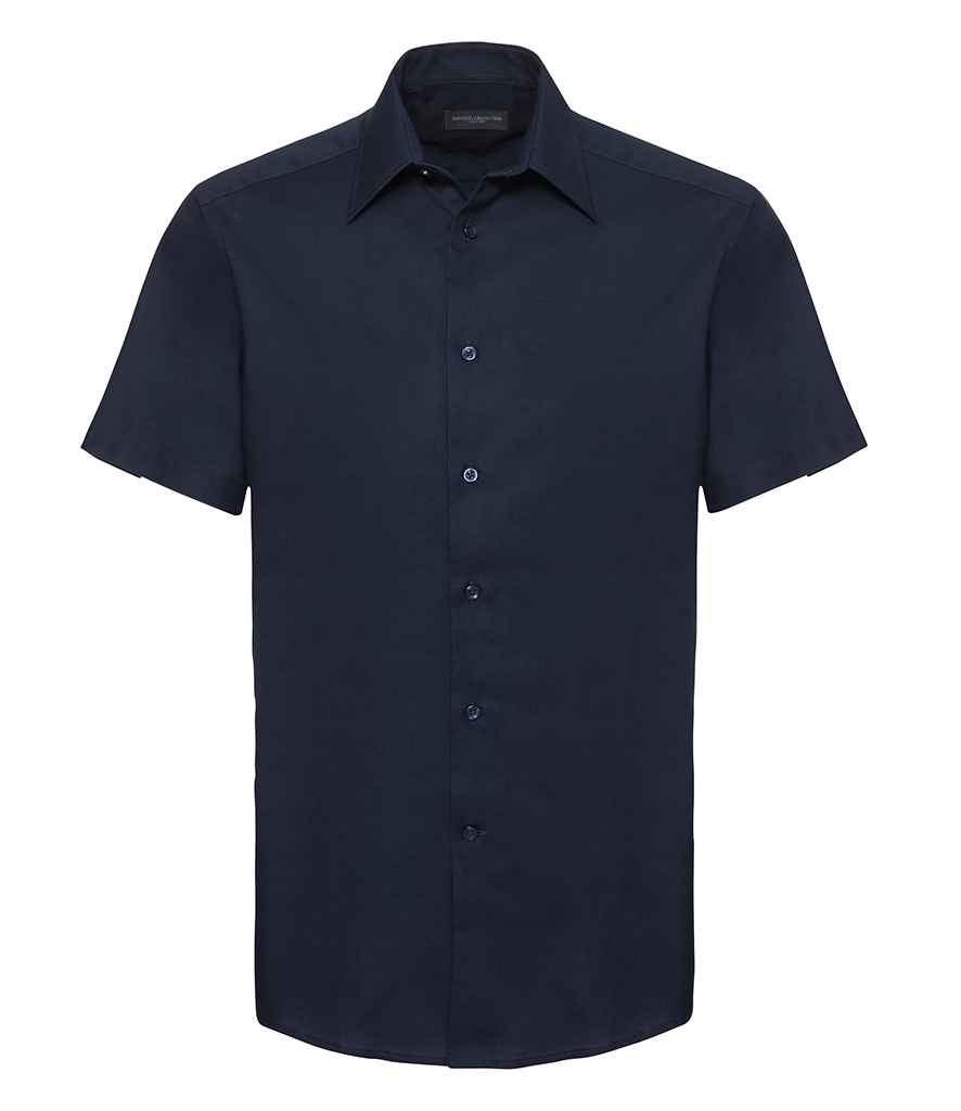 Russell Collection Short Sleeve Tailored Oxford Shirt - Bright Navy (923M)