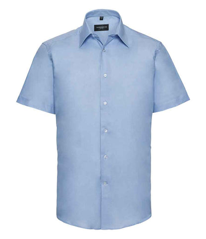 Russell Collection Short Sleeve Tailored Oxford Shirt - Oxford Blue (923M)