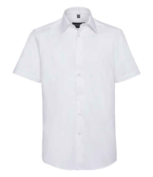 Russell Collection Short Sleeve Tailored Oxford Shirt - White (923M)