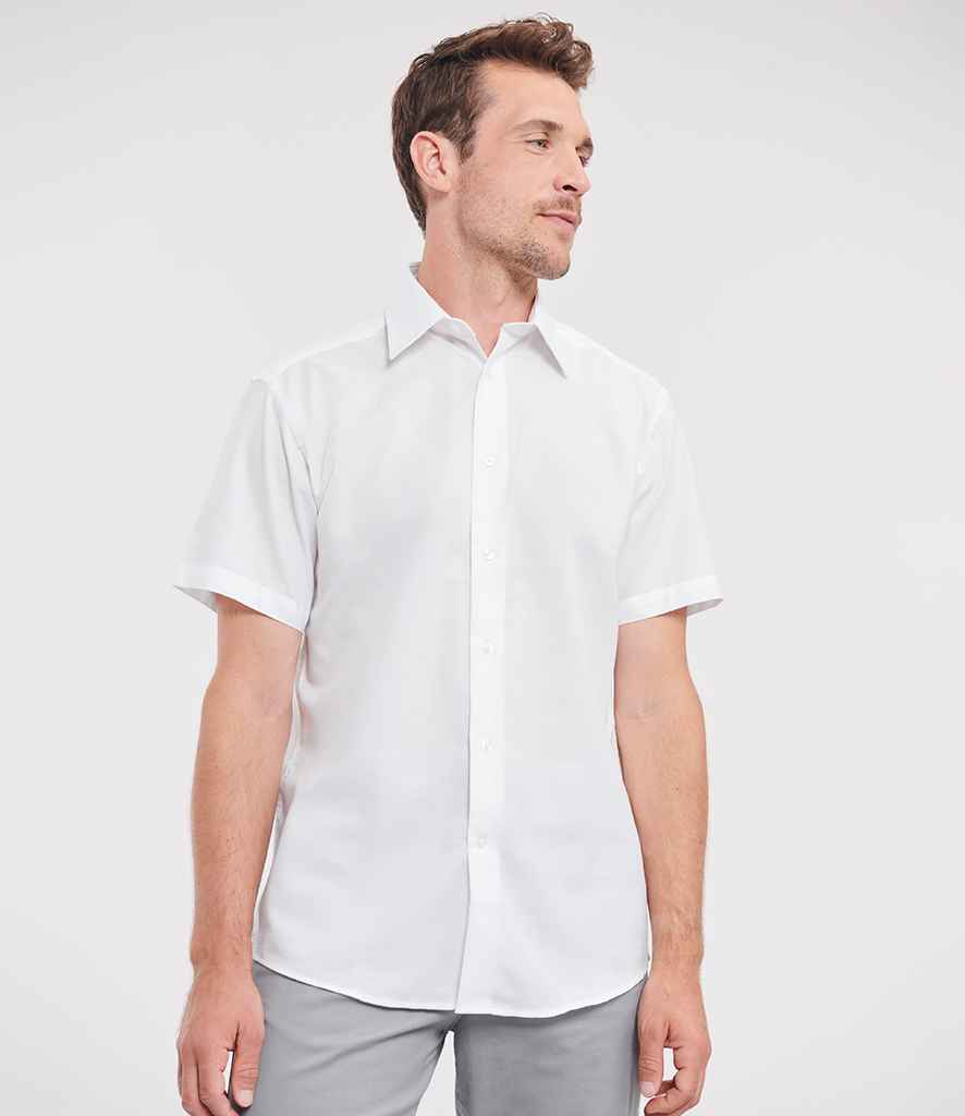 Russell Collection Short Sleeve Tailored Oxford Shirt - White (923M)