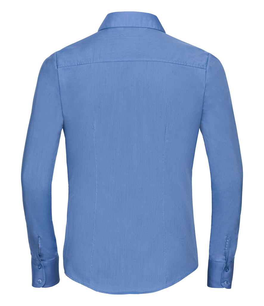 Russell Collection Ladies Long Sleeve Fitted Poplin Shirt - Corporate Blue (924F)