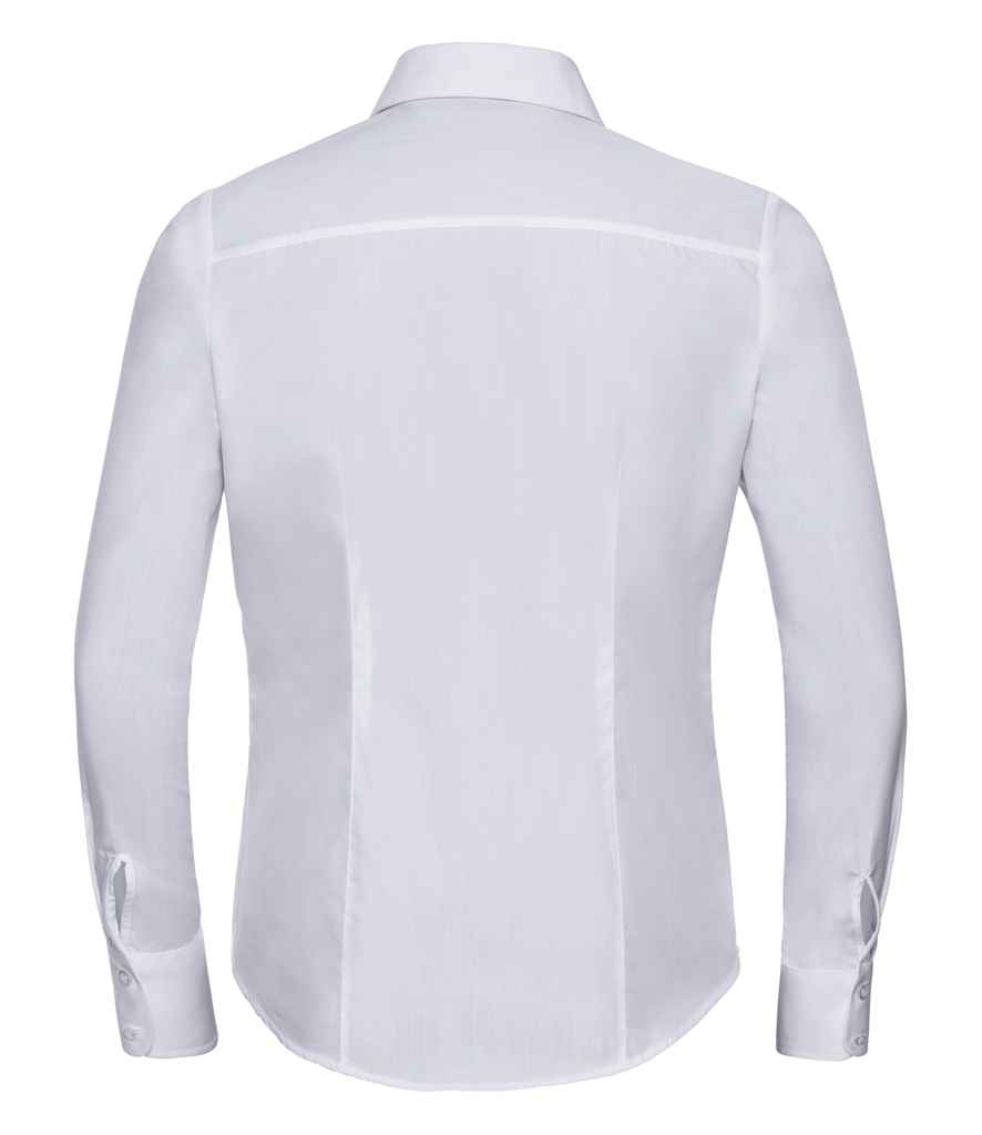 Russell Collection Ladies Long Sleeve Fitted Poplin Shirt - White (924F)