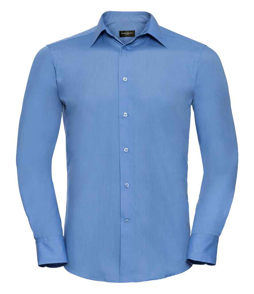 Russell Collection Long Sleeve Tailored Poplin Shirt - Corporate Blue (924M)