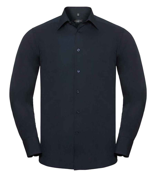 Russell Collection Long Sleeve Tailored Poplin Shirt - French Navy (924M)