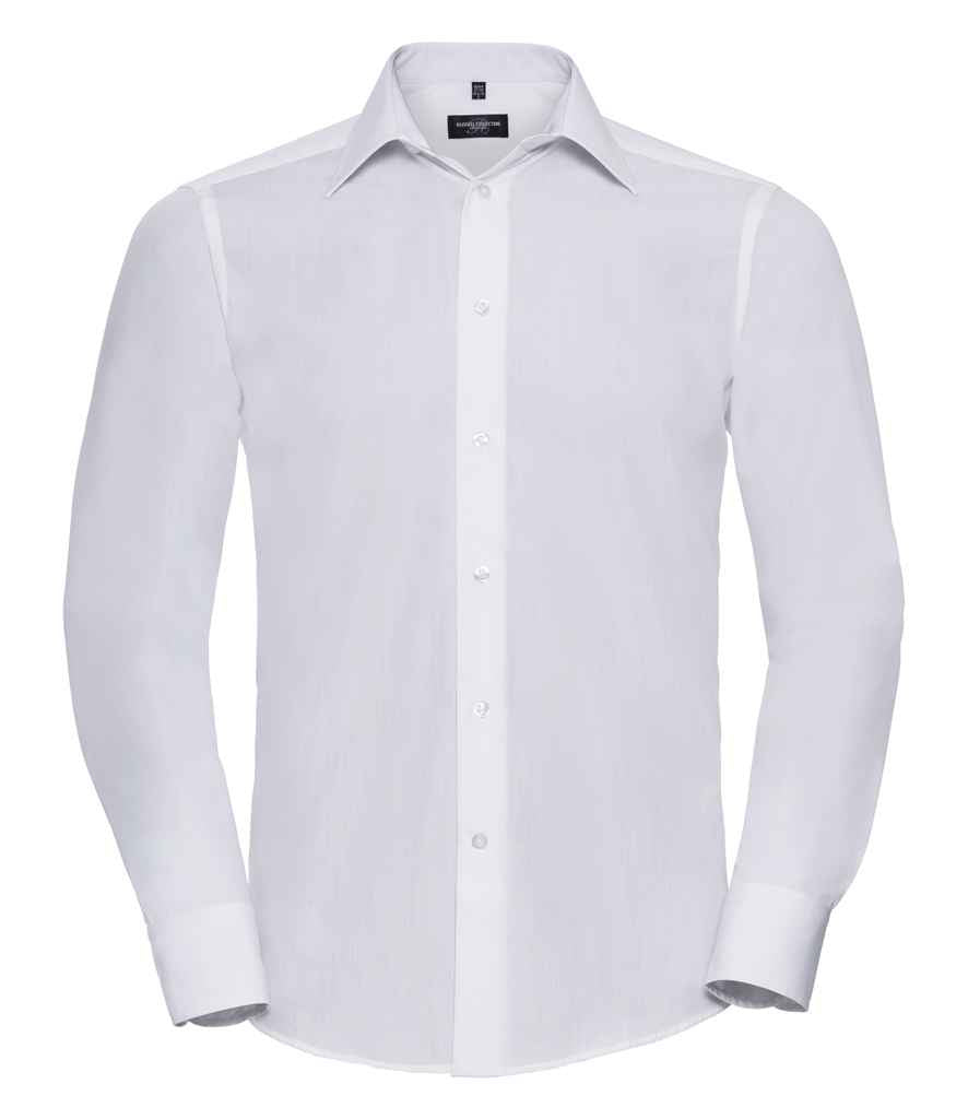Russell Collection Long Sleeve Tailored Poplin Shirt - White (924M)