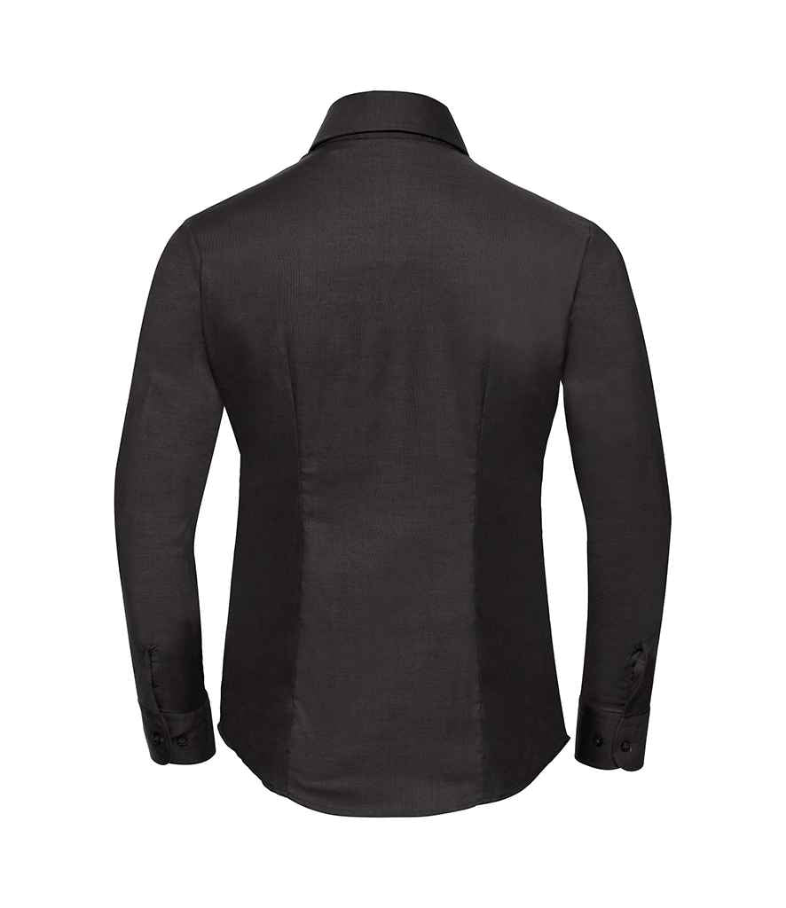 Russell Collection Ladies Long Sleeve Easy Care Oxford Shirt - Black (932F)