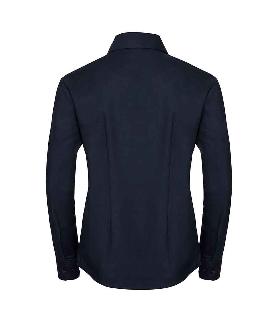 Russell Collection Ladies Long Sleeve Easy Care Oxford Shirt - Bright Navy (932F)