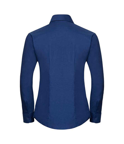 Russell Collection Ladies Long Sleeve Easy Care Oxford Shirt - Bright Royal (932F)